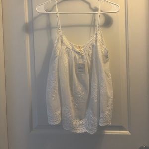 White Flowing Embroidered tank Large Womens NWT